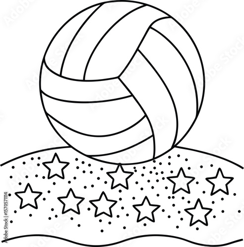 Volleyball on sand with stars beach sport
