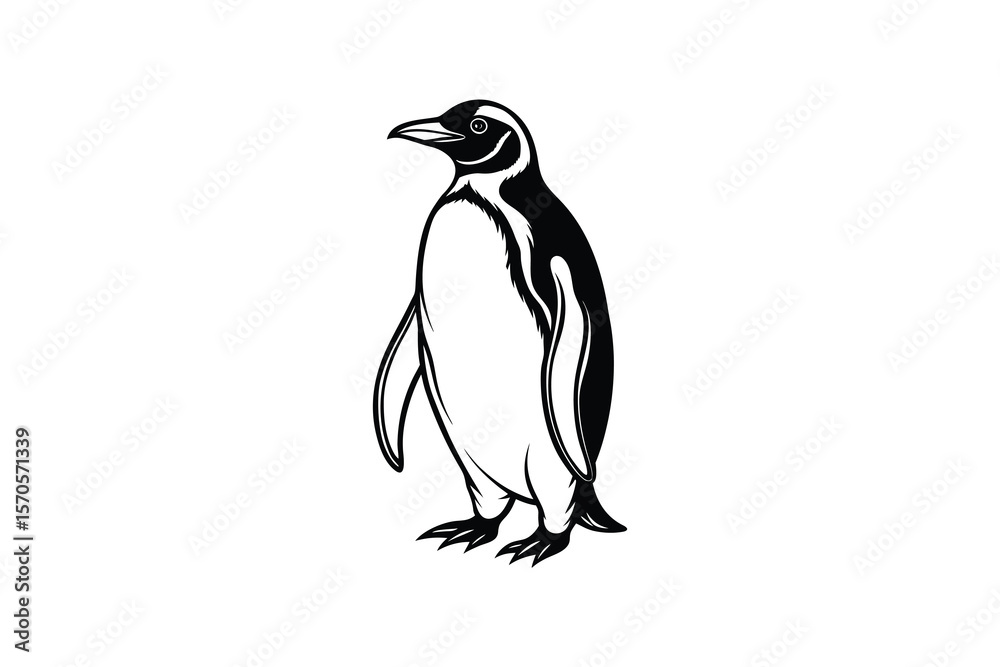 Obraz premium Elegant Black and White Penguin Illustration on a Clean White Background