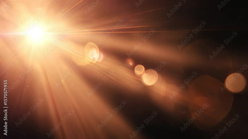 Abstract lens flare in warm golden and peach tones with smooth light diffusion and cinematic glow, ideal for video overlays