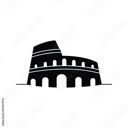 Silhouette illustration of the Colosseum building in Rome, roma icon, colosseum icon. roma, italy, eps vector