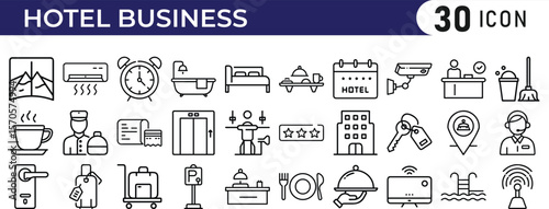 Hotel Business icon set. vector line icon set. Editable icon .