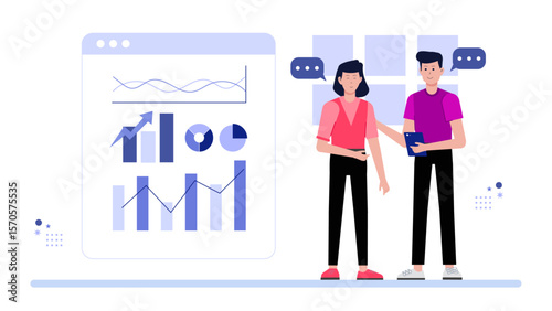 HR team hosting diversity and inclusion webinar flat vector illustration