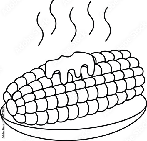 Hot corn on the cob with melting butter vector