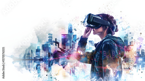 watercolor painting style Metaverse architect