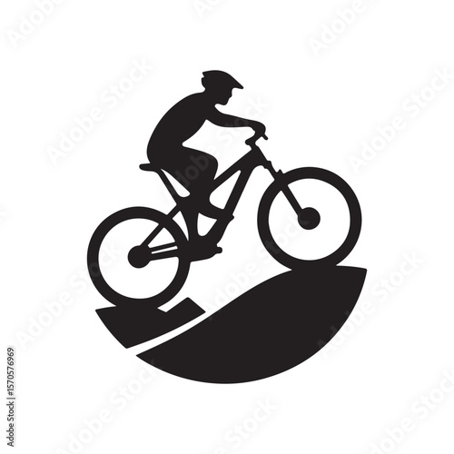 mountain bike vector silhouette clip art logo design illustration