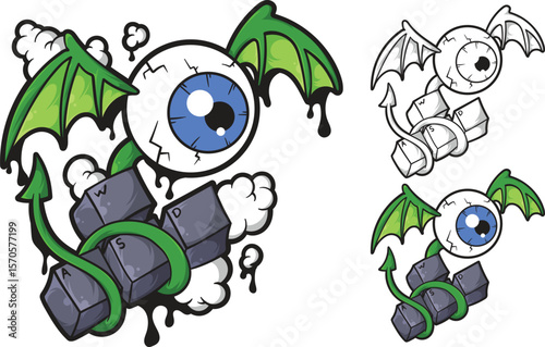 Gamer Demon Eye – WASD Winged Vector Art
