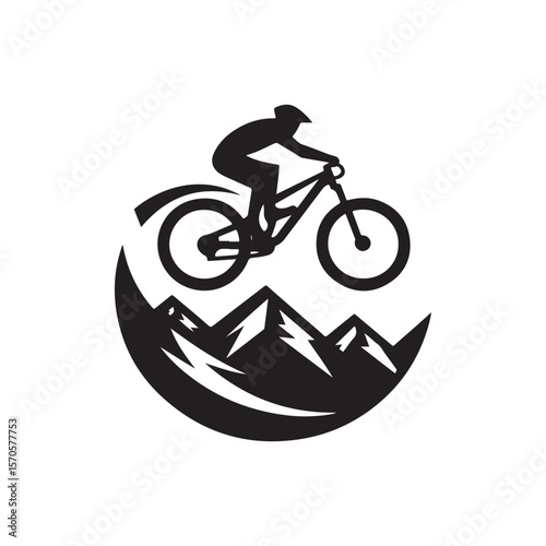 mountain bike vector silhouette clip art logo design illustration