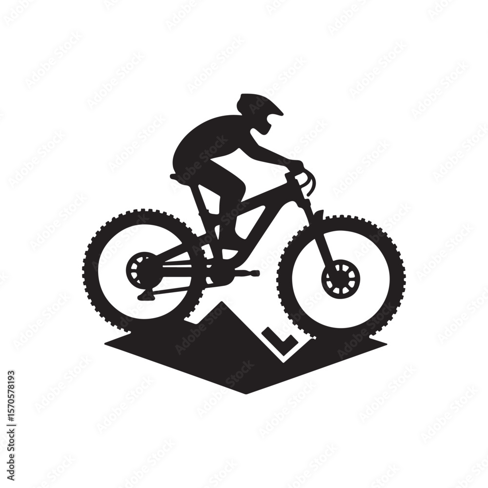 Naklejka premium mountain bike vector silhouette clip art logo design illustration