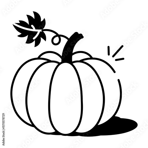 A doodle style icon showing pumpkin  
