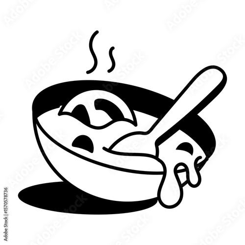 A sketchy style icon representing veggie soup  
