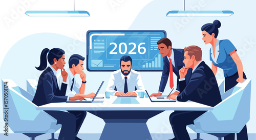 Diverse Business Professionals Strategizing and Planning Future Growth in a Modern Office Meeting