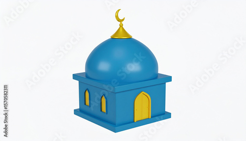 3D Render of Mosque Dome Architectural Detail on Clean White Background