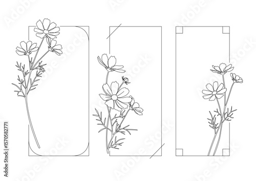 コスモスのシンプル縦枠01