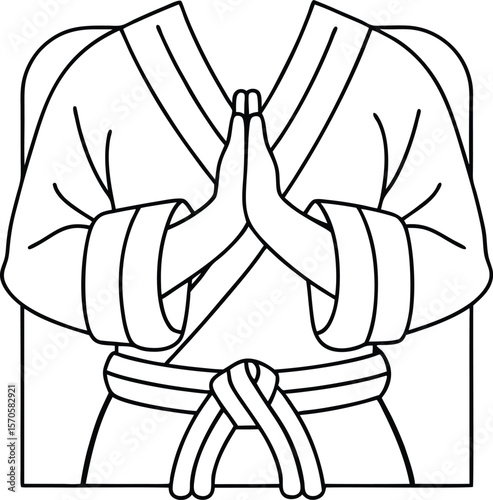 Martial arts uniform with hands clasped belt
