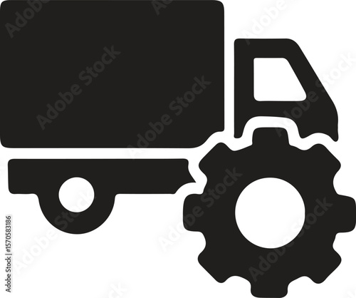 Clean and modern truck repair service icon with a stylized vehicle