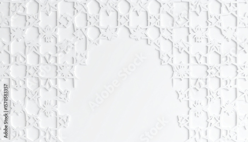 Islamic pattern, geometric pattern, 3D, 3D render, ornate design, Islamic art, white background, flat white, symmetry, sacred geometry, Islamic geometry, arabesque, mosaic, ornament, decoration, tile 