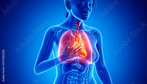 3D Render of Patient Describing Chest Pain Symptoms During Medical Consultation

