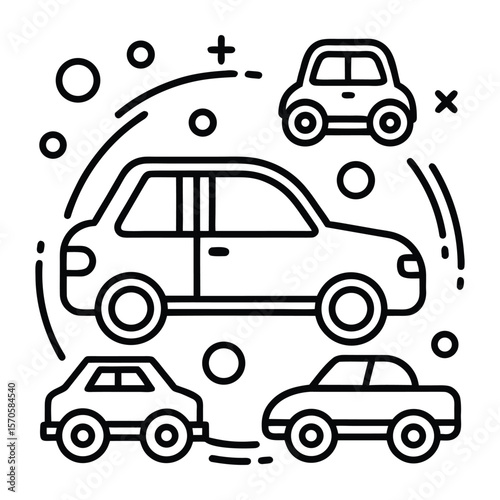 Car Icon Set – Linear Transport Symbols Vector Illustration