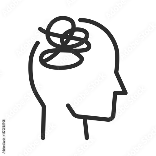 Confused Mind Outline Icon Messy Thoughts Stress Mental Health Problem