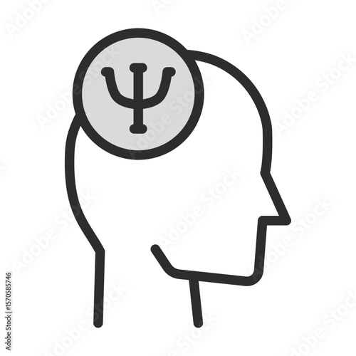 Brain Psychology Psi Symbol Mental Health Mind Icon Outline Design Illustration