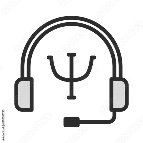 Headphone Psi Symbol Digital Online Psychology Icon Mental Support