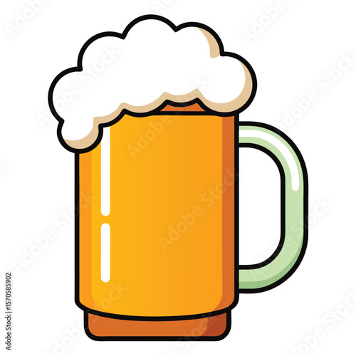 Colorful Mug of Foamy Beer