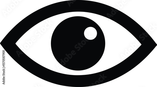 Close-up black and white illustration of a human eye with detailed iris and pupil