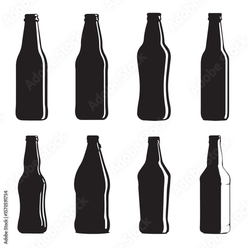 bottle silhouette set, Black & White silhouette set