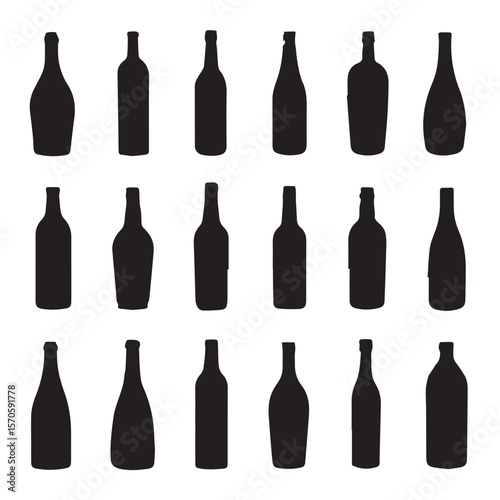 bottle silhouette set, Black & White silhouette set