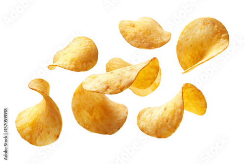 Flying potato chips isolated on transparentm backgro_ibjuon huiob png