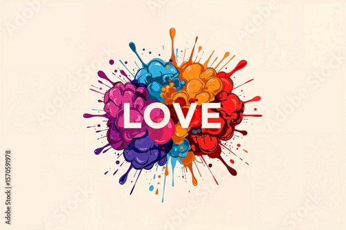 Vibrant love surrounded by colorful smoke explosion