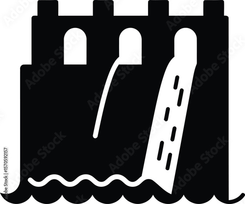 Hydroelectric Dam Icon Powerful Symbol of Renewable Energy and Water Management