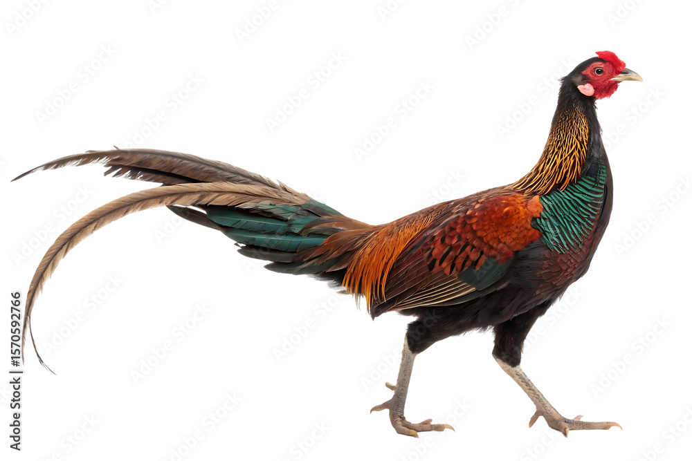 Fototapeta premium rooster with vibrant plumage profile