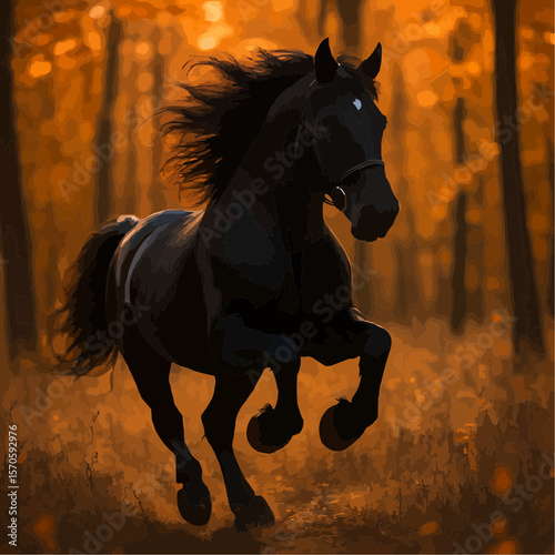 horse on black background