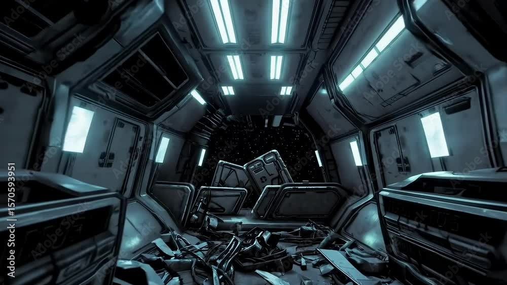 Abandoned Spaceship Corridor: A Sci-Fi Digital Art