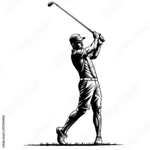 Silhouette of Golf Player Swinging Club Sport Game Transparent