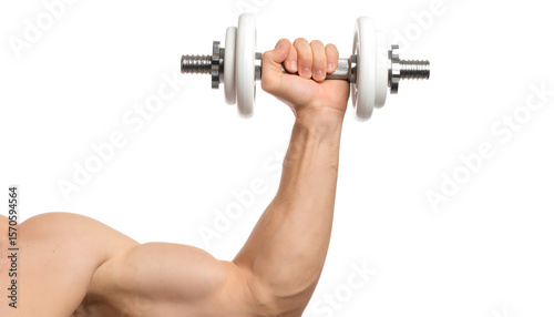 Athletic person performing dumbbell curl strength exercise
