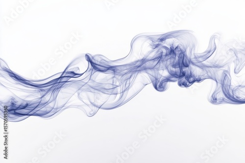 Ethereal Blue Smoke Abstract Art Gentle Movement Flowing Lines Serene Background on white background. Generative AI