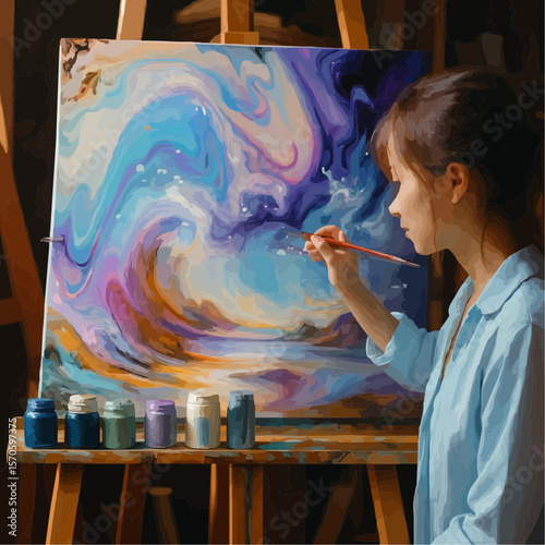 artist painting a picture on a canvas