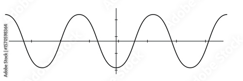 Sine wave vector illustration. Simple line drawing of sine wave. Sinusoidal wave diagram .