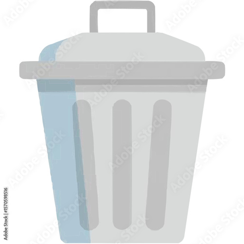 Vector Illustration of a Grey Trash Can with Lid and Handle