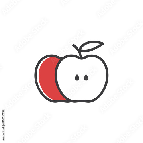 Sliced ​​apple icon for wellness websites, educational content, and food blogs