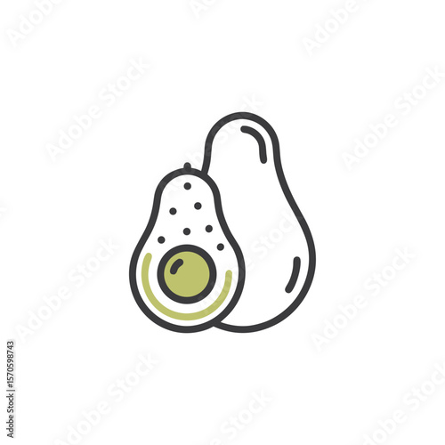 Avocado icon for health blogs, recipe sites, and wellness presentations