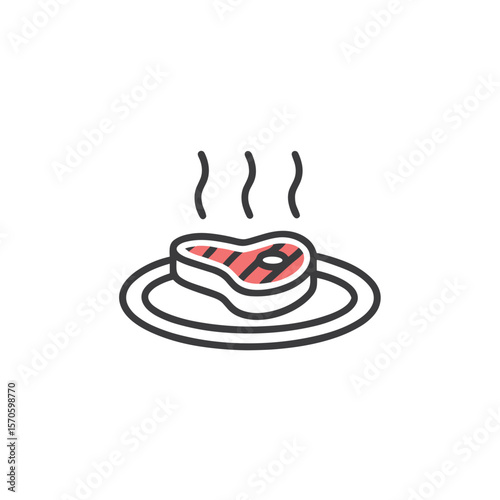 Beef steak icon for restaurant menus, cooking tutorials, and meat lover blogs