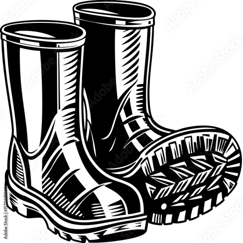gumboots (linocut style)