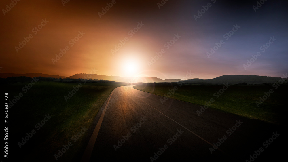 Fototapeta premium sunset over the road