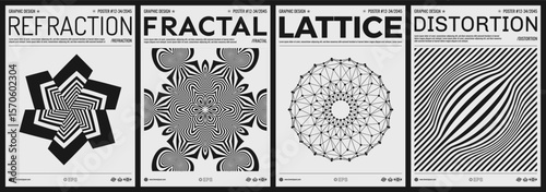 Image with spherical convexity. Abstract striped background with optical illusion. A design element. Snowflake or flower. Cover design template. Vector for brochure, poster, cover, flyer or banner.