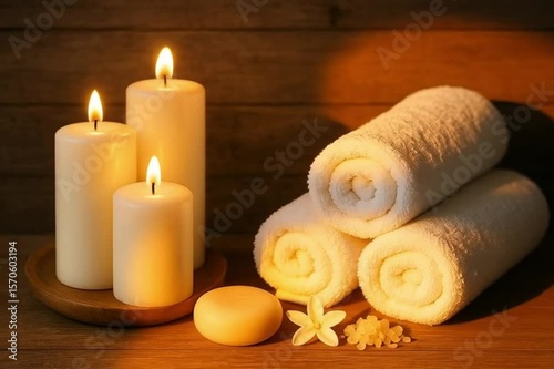 candles and towels