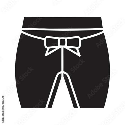 Black and white cotton men's underwear, isolated for casual fashion A minimalist flat design illustration of a pair of black women's underwear silhouette icon vector art on white background