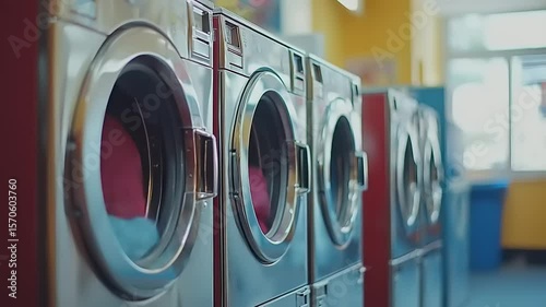 Laundry machines in a laundromat